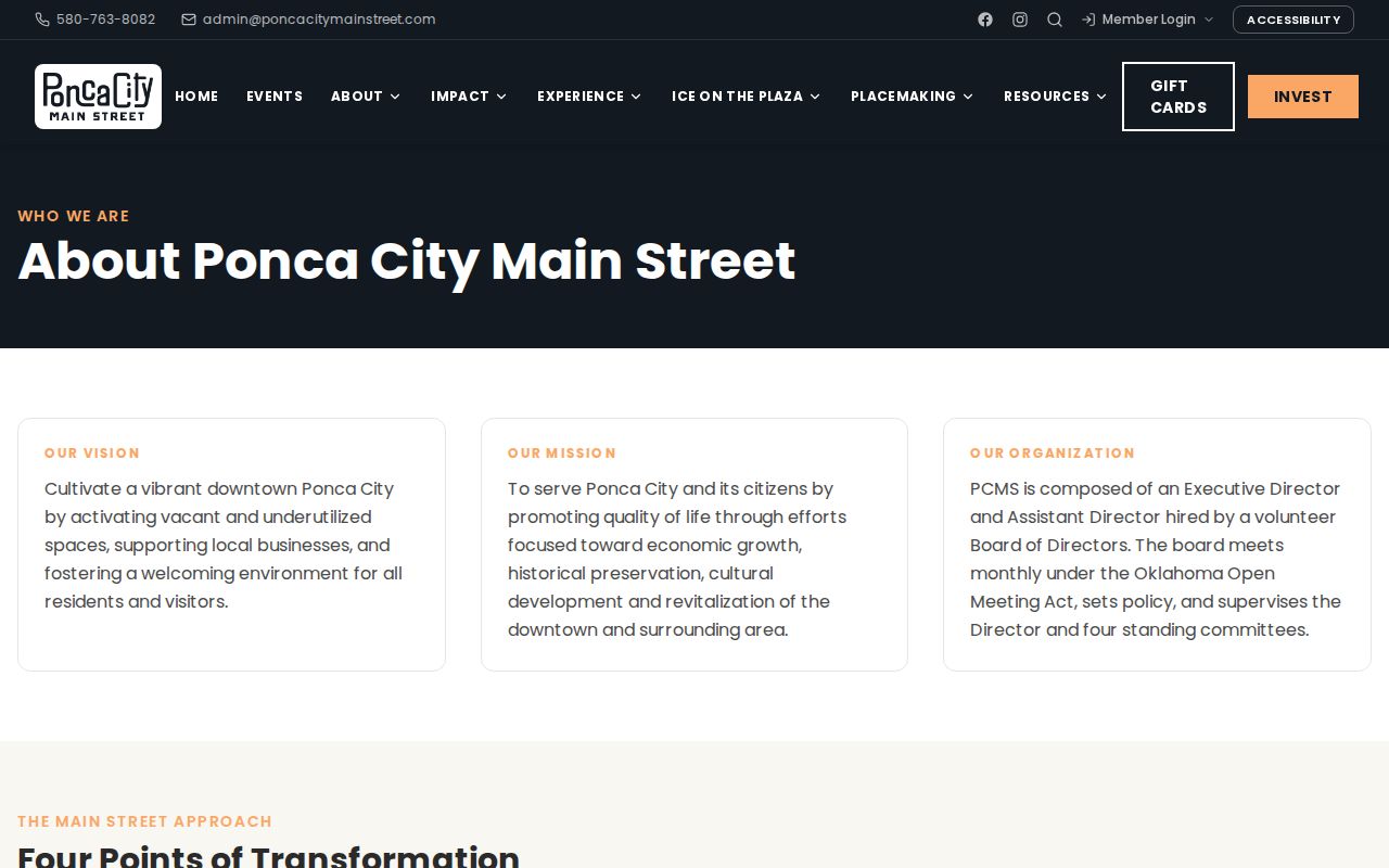 Ponca City neighbors reference showing the Ponca City Main Street civic resource